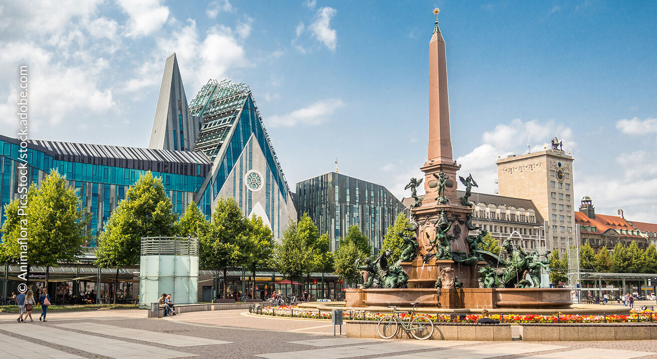 Blick auf einen Teil der Gebäude der Universität Leipzig